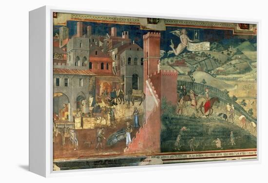 Effects of Good Government, c.1338-Ambrogio Lorenzetti-Framed Premier Image Canvas