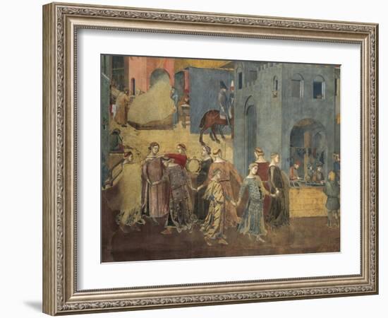 Effects of Good Government in City, Procession of Women Dancing-Ambrogio Lorenzetti-Framed Giclee Print