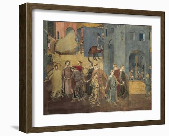 Effects of Good Government in City, Procession of Women Dancing-Ambrogio Lorenzetti-Framed Giclee Print