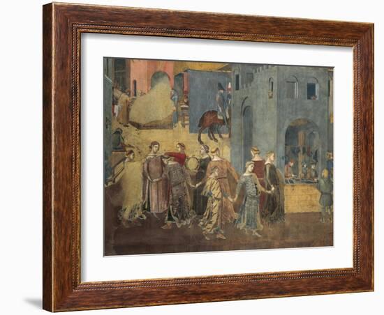 Effects of Good Government in City, Procession of Women Dancing-Ambrogio Lorenzetti-Framed Giclee Print