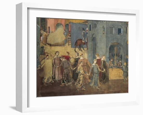 Effects of Good Government in City, Procession of Women Dancing-Ambrogio Lorenzetti-Framed Giclee Print