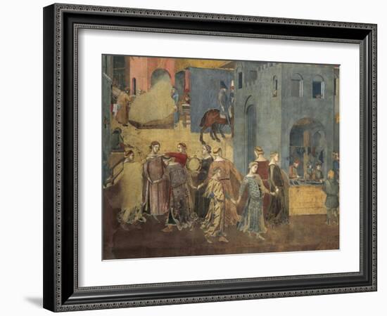 Effects of Good Government in City, Procession of Women Dancing-Ambrogio Lorenzetti-Framed Giclee Print