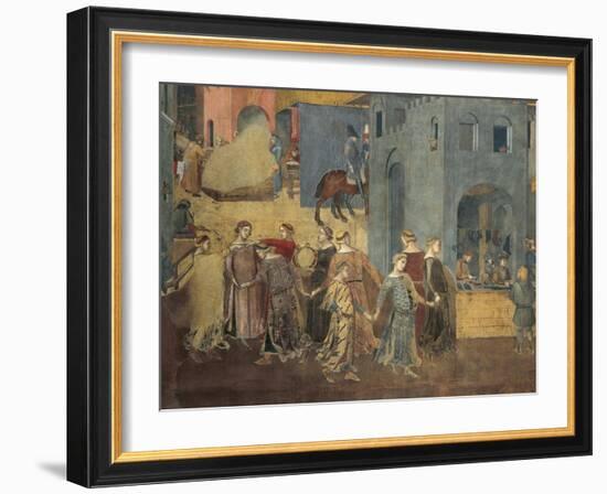 Effects of Good Government in City, Procession of Women Dancing-Ambrogio Lorenzetti-Framed Giclee Print