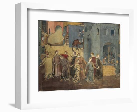 Effects of Good Government in City, Procession of Women Dancing-Ambrogio Lorenzetti-Framed Giclee Print