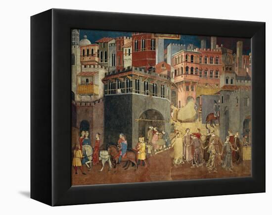 Effects of Good Government in City-Ambrogio Lorenzetti-Framed Premier Image Canvas