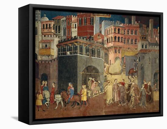 Effects of Good Government in City-Ambrogio Lorenzetti-Framed Premier Image Canvas