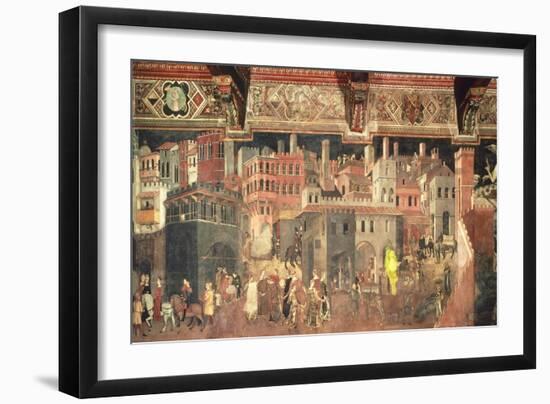 Effects of Good Government in City-Ambrogio Lorenzetti-Framed Giclee Print