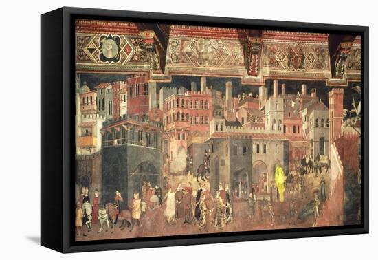 Effects of Good Government in City-Ambrogio Lorenzetti-Framed Premier Image Canvas