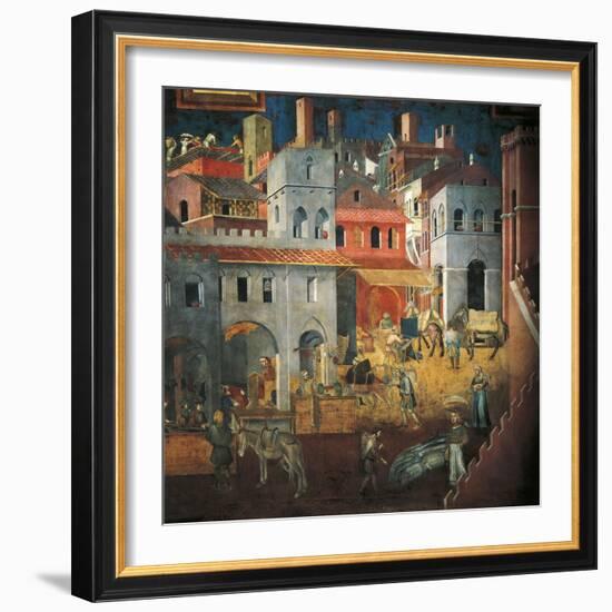 Effects of Good Government in City-Ambrogio Lorenzetti-Framed Giclee Print