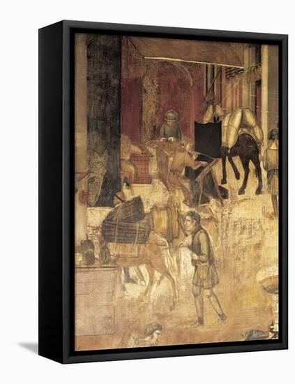 Effects of Good Government in the City, City Street-Ambrogio Lorenzetti-Framed Premier Image Canvas