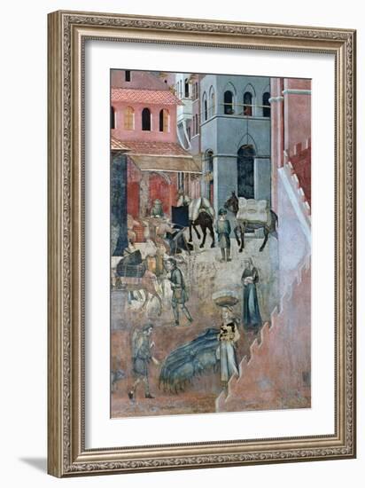 Effects of Good Government on the City Life, (Detail), 1338-1340-Ambrogio Lorenzetti-Framed Giclee Print