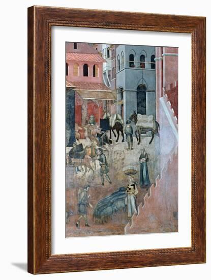 Effects of Good Government on the City Life, (Detail), 1338-1340-Ambrogio Lorenzetti-Framed Giclee Print