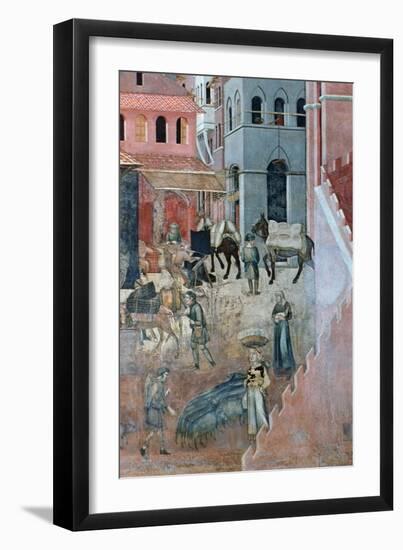 Effects of Good Government on the City Life, (Detail), 1338-1340-Ambrogio Lorenzetti-Framed Giclee Print