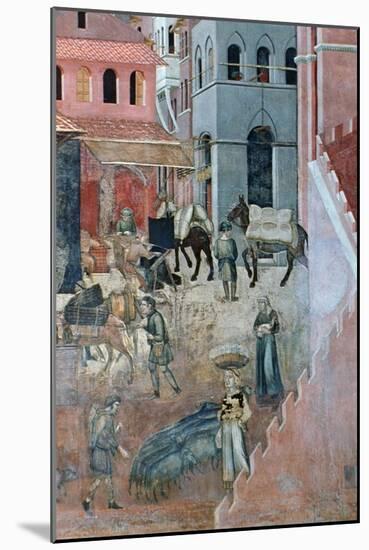 Effects of Good Government on the City Life, (Detail), 1338-1340-Ambrogio Lorenzetti-Mounted Giclee Print