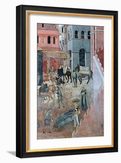 Effects of Good Government on the City Life, (Detail), 1338-1340-Ambrogio Lorenzetti-Framed Giclee Print
