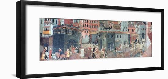 Effects of Good Government on the City Life, (Detail), C1330-Ambrogio Lorenzetti-Framed Giclee Print