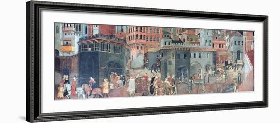 Effects of Good Government on the City Life, (Detail), C1330-Ambrogio Lorenzetti-Framed Giclee Print