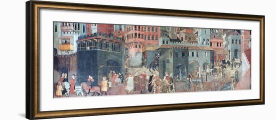 Effects of Good Government on the City Life, (Detail), C1330-Ambrogio Lorenzetti-Framed Giclee Print