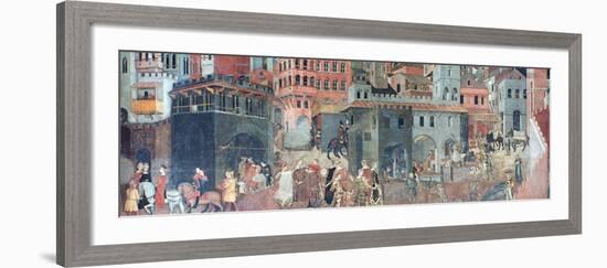 Effects of Good Government on the City Life, (Detail), C1330-Ambrogio Lorenzetti-Framed Giclee Print