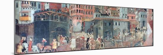 Effects of Good Government on the City Life, (Detail), C1330-Ambrogio Lorenzetti-Mounted Giclee Print