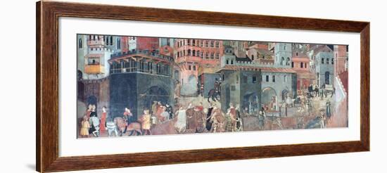 Effects of Good Government on the City Life, (Detail), C1330-Ambrogio Lorenzetti-Framed Giclee Print