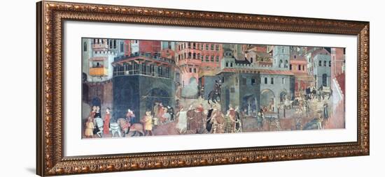 Effects of Good Government on the City Life, (Detail), C1330-Ambrogio Lorenzetti-Framed Giclee Print