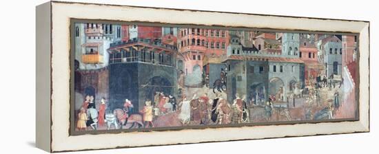 Effects of Good Government on the City Life, (Detail), C1330-Ambrogio Lorenzetti-Framed Premier Image Canvas