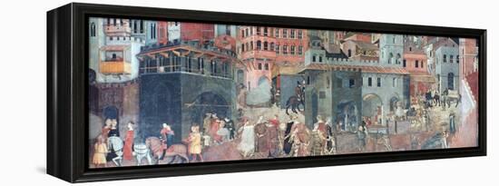 Effects of Good Government on the City Life, (Detail), C1330-Ambrogio Lorenzetti-Framed Premier Image Canvas