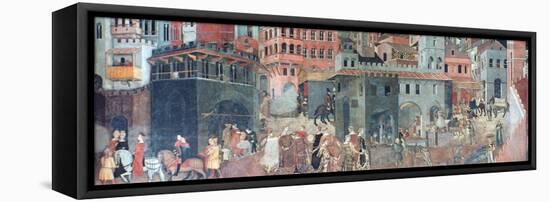 Effects of Good Government on the City Life, (Detail), C1330-Ambrogio Lorenzetti-Framed Premier Image Canvas