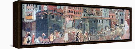 Effects of Good Government on the City Life, (Detail), C1330-Ambrogio Lorenzetti-Framed Premier Image Canvas