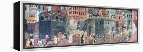 Effects of Good Government on the City Life, (Detail), C1330-Ambrogio Lorenzetti-Framed Premier Image Canvas