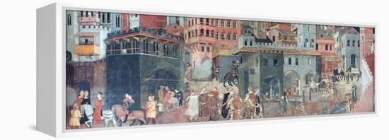 Effects of Good Government on the City Life, (Detail), C1330-Ambrogio Lorenzetti-Framed Premier Image Canvas