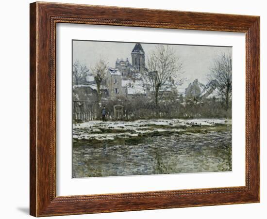 Effet de neige à Vétheuil ou Eglise de Vétheuil neige-Claude Monet-Framed Giclee Print