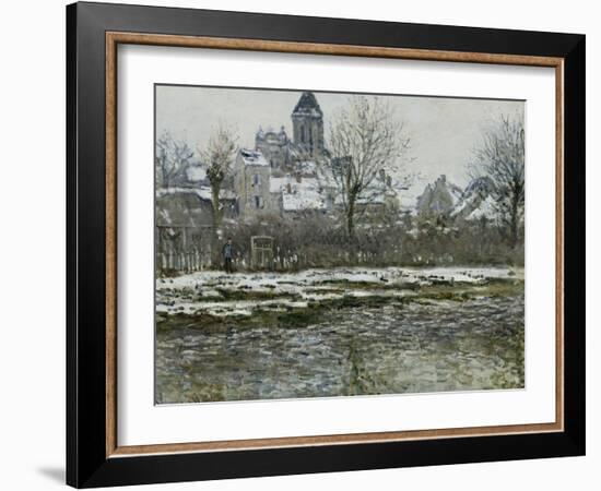 Effet de neige à Vétheuil ou Eglise de Vétheuil neige-Claude Monet-Framed Giclee Print