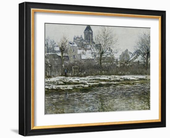 Effet de neige à Vétheuil ou Eglise de Vétheuil neige-Claude Monet-Framed Giclee Print