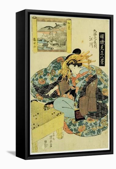Egawa from Maruebiya House, illustration 'The Courtesans personifying the eight views of Japan'-Kuniyoshi Utagawa-Framed Premier Image Canvas
