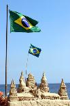 Brazilian Flag On Copacabana Beach In Rio De Janeiro-egd1-Photographic Print