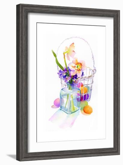 Egg Basket with Flowers, 2014-John Keeling-Framed Premium Giclee Print