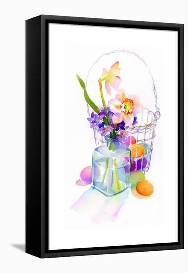 Egg Basket with Flowers, 2014-John Keeling-Framed Premier Image Canvas