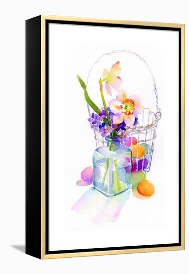 Egg Basket with Flowers, 2014-John Keeling-Framed Premier Image Canvas