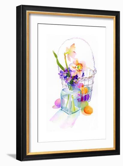 Egg Basket with Flowers, 2014-John Keeling-Framed Giclee Print