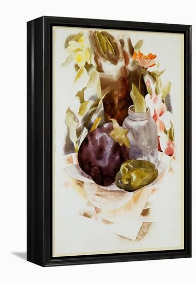 Eggplant and Green Pepper, 1925 (W/C & Graphite on Paper)-Charles Demuth-Framed Premier Image Canvas