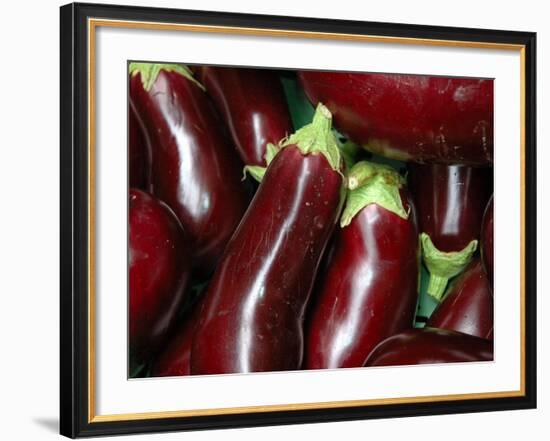 Eggplant For Sale at Market, Bellinzona, Switzerland-Lisa S. Engelbrecht-Framed Photographic Print