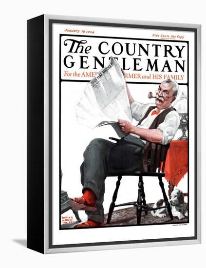 "Eggs Take Another Jump," Country Gentleman Cover, January 19, 1924-WM. Hoople-Framed Premier Image Canvas