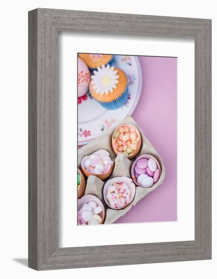 Eggshells filled with sweets, still life-mauritius images-Framed Photographic Print