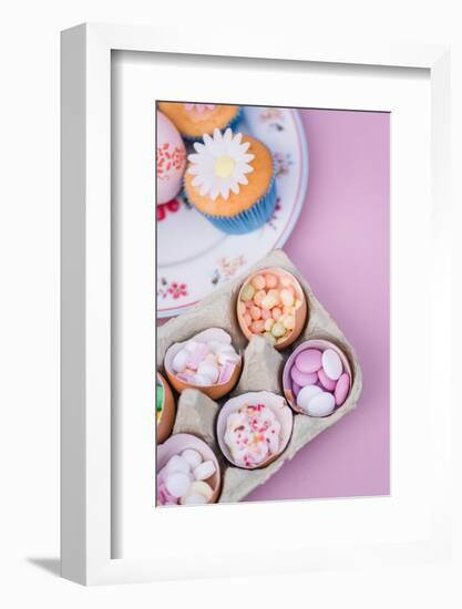 Eggshells filled with sweets, still life-mauritius images-Framed Photographic Print