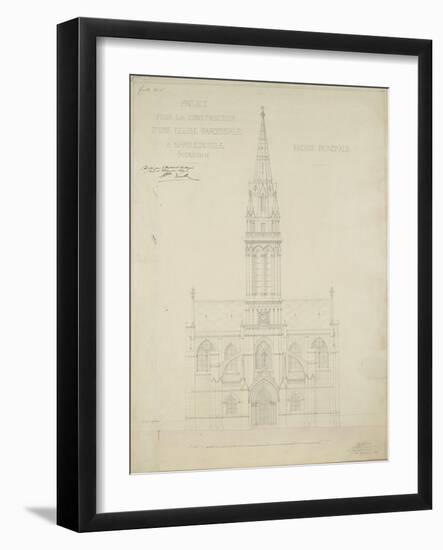 Eglise paroissiale à Napoléonville (Pontivy, Morbihan) : façade principale, élévation-Marcellin Varcollier-Framed Giclee Print