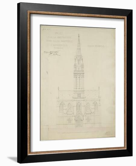 Eglise paroissiale à Napoléonville (Pontivy, Morbihan) : façade principale, élévation-Marcellin Varcollier-Framed Giclee Print