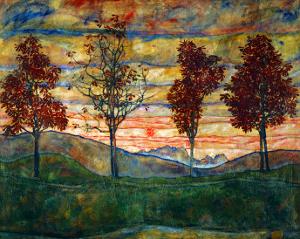 Four Trees, 1917 by Egon Schiele