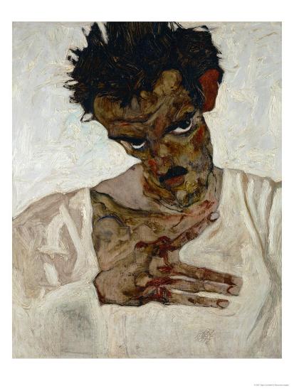 'Egon Schiele, Self-Portrait with Bent Head, Study for Eremiten